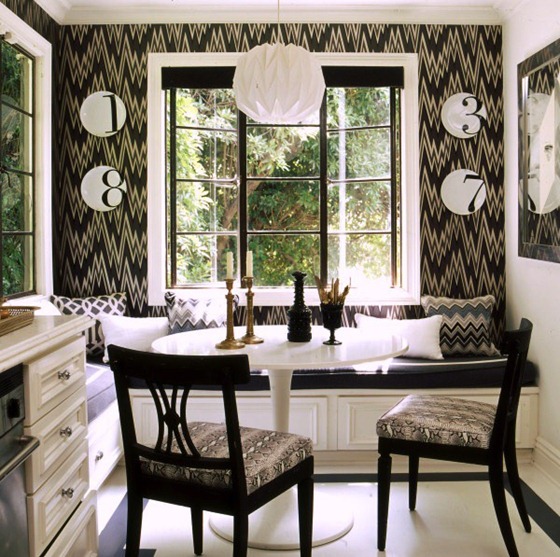 { Formal feeling with black and white home decor and design | via Mary Macdonald }